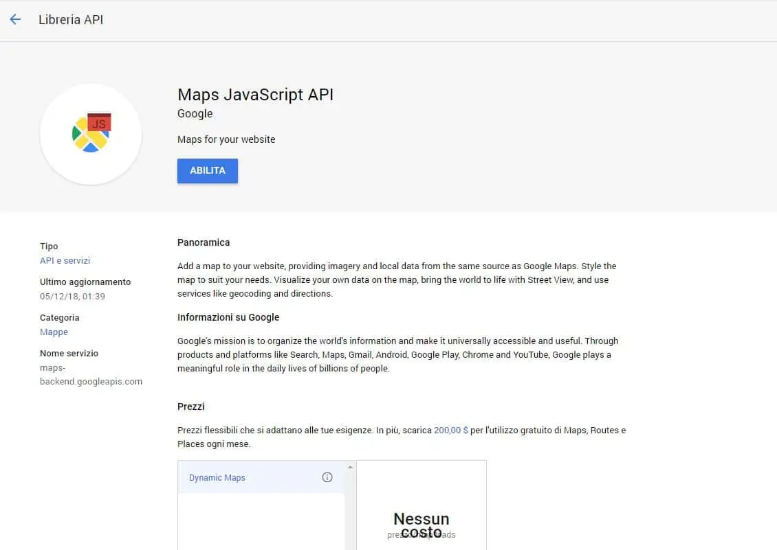 api google funzionano,api google