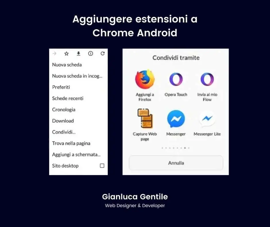 Aggiungere estensioni a chrome android