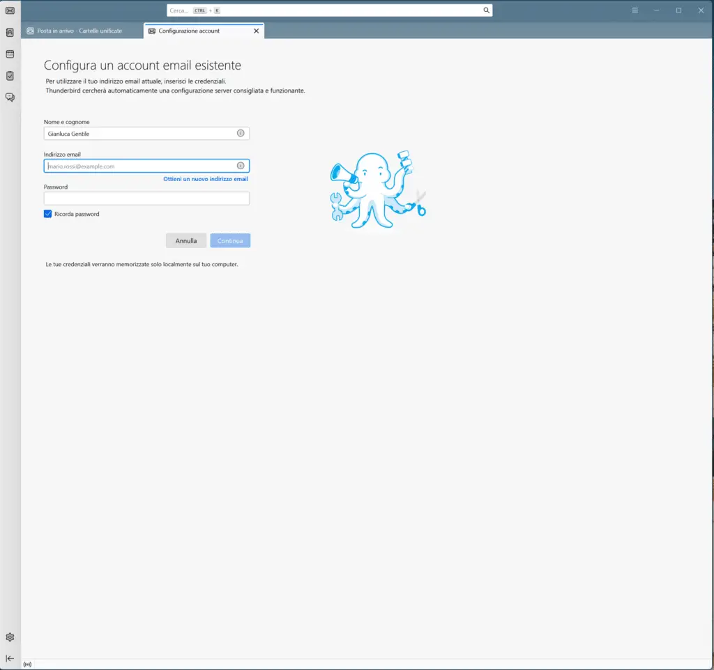 come configurare aruba mail su thunderbird