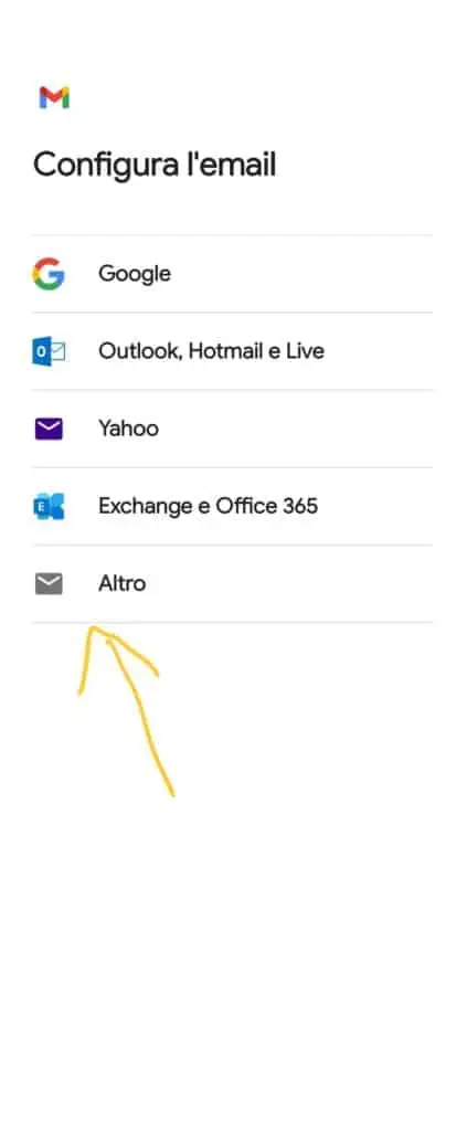 configurare aruba mail su android