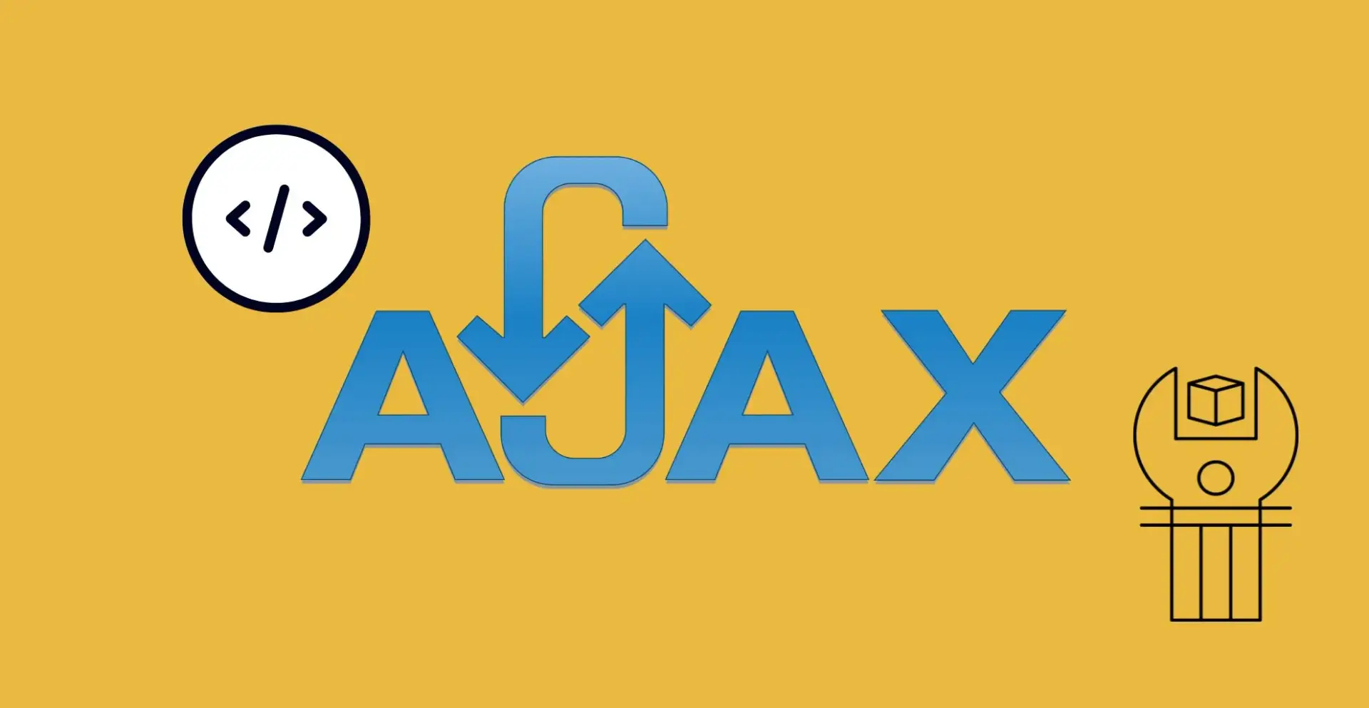 Logo AJAX con simboli di programmazione.