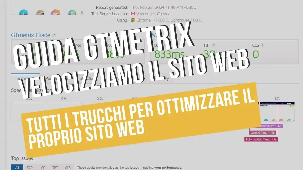 Guida all'ottimizzazione sito web GTmetrix.