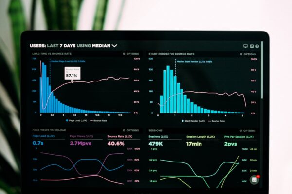 Schermo con grafici statistici interattivi