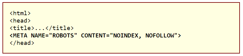 Esempio in HTML di noindex nofollow