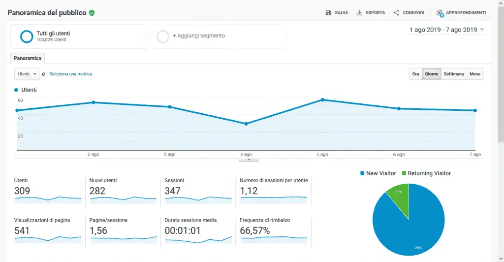 Google Analytics - Panoramica Pubblico