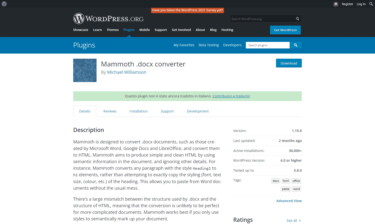 un plugin gratuito di wordpress per importare documenti word