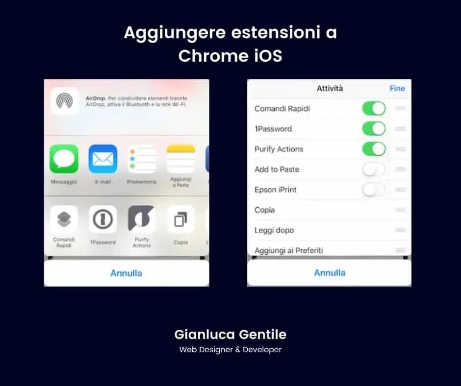 Aggiungere estensioni a chrome ios